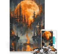 Puzzle per ragazzi da 1000 pezzi, Foresta della Luna Infuocata, Giocattolo fai-da-te, Interazione genitore-figlio, compleanno e Natale 38x26cm