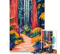 Puzzle per ragazzi da 1000 pezzi,foresta di sequoie della California,arte minimalista,pezzi a incastro,logica,gioco divertente,tranquillo,gioco artistico per compleanno (50x75cm)