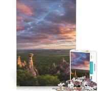 Puzzle per ragazzi da 1000 pezzi: formazioni rocciose a forma di fungo al tramonto gioco fai-da-te stimola la memoria con poster e foglio di curiosità abbinati 50x75cm