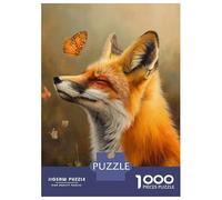 Puzzle Per Ragazzi Da 1000 Pezzi Fox And Butterfly Puzzle Per Adulti Giocattolo Decorazione Da Parete Un'opera D'arte Regali Unici Per Compleanno E Natale 52x38cm/1000pcs
