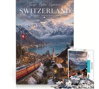 Puzzle per ragazzi da 1000 pezzi, fuga da sogno in Svizzera, gioco educativo, decorazione perfetta, lista dei desideri con Babbo Natale 38x26cm