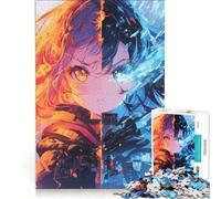 Puzzle per ragazzi da 1000 pezzi Fuoco contro Ghiaccio, gioco impossibile, divertente antistress, ideale come regalo 38x26cm