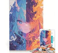 Puzzle per ragazzi da 1000 pezzi Fuoco contro Ghiaccio, gioco impossibile, divertente antistress, ideale come regalo 38x26cm