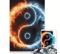 Puzzle per ragazzi da 1000 pezzi Fuoco e Ghiaccio Yin Yang, gioco impossibile, divertente antistress, ideale come regalo 38x52cm