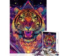Puzzle per ragazzi da 1000 pezzi Furia della Tigre Neon Gioco per famiglie Modello da assemblare Offerta regalo per tutta la famiglia (Dimensioni 50x75cm)