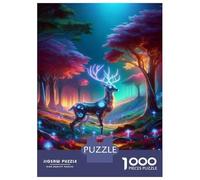 Puzzle Per Ragazzi Da 1000 Pezzi Futuristic Forest Deer Art Print Puzzle Per Adulti Giochi Per Famiglie Taglio Di Precisione Attività Divertenti A Casa 38x26cm/1000pcs