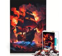 Puzzle per ragazzi da 1000 pezzi, Galeone infuocato, gioco rompicapo, interazione genitore-figlio, regalo di compleanno, regalo 38x52cm