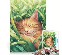 Puzzle per ragazzi da 1000 pezzi: Gatto addormentato nell'erba gioco pratico per divertimento in famiglia ideale come regalo per tutta la famiglia 50x75cm