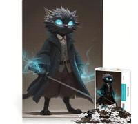 Puzzle per ragazzi da 1000 pezzi: Gatto antropomorfo spadaccino con poteri magici, gioco educativo, migliora la memoria, gioco stimolante, regalo 38x26cm