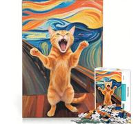 Puzzle per ragazzi da 1000 pezzi "Gatto Arancione L'Urlo" giocattolo antistress rilassante per la mente gioco di sfida unico 50x75cm
