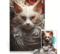 Puzzle per ragazzi da 1000 pezzi: gatto bianco tra i fiori gioco educativo migliora la memoria gioco stimolante idea regalo 38x26cm