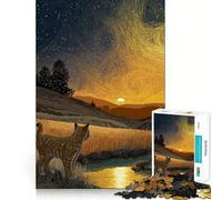 Puzzle per ragazzi da 1000 pezzi Gatto che guarda un paesaggio al tramonto,taglio preciso,divertimento,risoluzione di problemi,relax,divertimento,esposizione artistica natalizia (38x52cm)