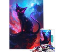 Puzzle per ragazzi da 1000 pezzi Gatto cosmico sulla scogliera Gioco per tutta la famiglia giocattolo avvincente per coltivare la pazienza ottimo regalo migliora la memoria (dimensioni 75x50cm)