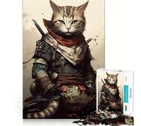 Puzzle per ragazzi da 1000 pezzi Gatto Giappone Samurai Taglio preciso Divertimento Risoluzione problemi Divertimento Relax Divertimento Tempo libero Decorazione artistica natalizia (50x75cm)