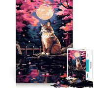 Puzzle per ragazzi da 1000 pezzi,Gatto,Giardino Notturno,Pixel Art,Gioco a Incastro,Stimolante per la Mente,Divertimento e Tempo Libero,Regalo di Natale (50x75cm)