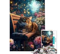 Puzzle per ragazzi da 1000 pezzi gatto in un giardino al chiaro di luna ideale per compleanni e Natale Giocattolo per rafforzare i ricordi decorazione da parete Adatto a persone dai 14 anni in su