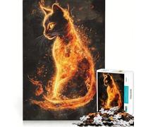Puzzle per ragazzi da 1000 pezzi: Gatto infuocato tra le fiamme, gioco educativo, decorazione perfetta, lista dei desideri con Babbo Natale 38x26cm