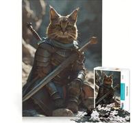 Puzzle per ragazzi da 1000 pezzi: Gatto innamorato con due spade, antistress, gioco di velocità, per rafforzare l'amore tra le coppie 50x75cm