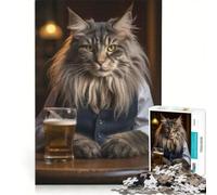 Puzzle per ragazzi da 1000 pezzi: Gatto Maine Coon al pub giocattolo educativo per divertimento in famiglia per rafforzare l'amore tra le coppie 50x75cm