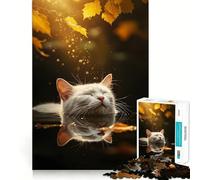 Puzzle per ragazzi da 1000 pezzi Gatto nel riflesso dell'acqua,ritaglio preciso,decorazione creativa e divertente,gioco di pace,pezzo d'arte natalizio (38x52cm)