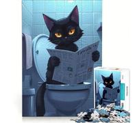 Puzzle per ragazzi da 1000 pezzi: Gatto nero che legge il giornale, gioco rilassante, interazione genitore-figlio, regalo di compleanno e unico 38x26cm