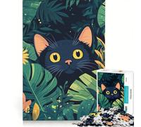 Puzzle per ragazzi da 1000 pezzi: Gatto nero nella giungla, gioco rompicapo, impegnativo da completare, regalo per amici e familiari 50x75cm