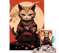 Puzzle per ragazzi da 1000 pezzi gatto samurai giapponese divertente gioco interattivo per un'esperienza educativa stimolante ama i giochi di analisi e logica (38x26cm)