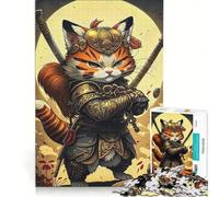 Puzzle per ragazzi da 1000 pezzi, gatto samurai giapponese, gioco educativo, divertente antistress, ottimo regalo per gli appassionati di videogiochi 50x75cm