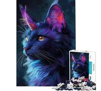 Puzzle per ragazzi da 1000 pezzi gatto spaziale viola stimola la mente decorazione per la casa gioco impossibile per ragazzi dai 14 anni in su (38x26cm)