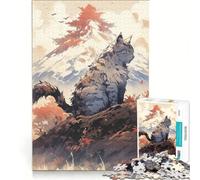 Puzzle per ragazzi da 1000 pezzi: Gatto sulla cima di una montagna, gioco interattivo, ideale per passare il tempo durante le vacanze, con poster e foglio di curiosità abbinati 38x26cm