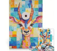 Puzzle per ragazzi da 1000 pezzi: Gazzella colorata con carta igienica, giocattolo fai-da-te, migliora la memoria, con poster e foglio di curiosità abbinati 50x75cm