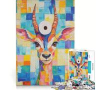 Puzzle per ragazzi da 1000 pezzi: Gazzella colorata con carta igienica, giocattolo fai-da-te, migliora la memoria, con poster e foglio di curiosità abbinati 38x52cm