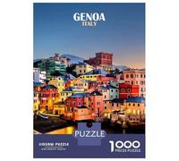 Puzzle Per Ragazzi Da 1000 Pezzi Genoa, Italy at Dusk Puzzle Per Ragazzi Gioco Pratico Sfida Difficile Regali Unici Per Compleanno E Natale 38x26cm/1000pcs