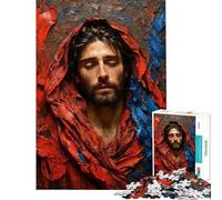 Puzzle per ragazzi da 1000 pezzi Gesù con cappuccio rosso e blu Puzzle per adulti giocattolo fai da te ideale per passare il tempo durante le vacanze o come regalo per tutta la famiglia (38x26cm)