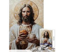 Puzzle per ragazzi da 1000 pezzi: Gesù con pane e calice gioco interattivo decorazione per la casa giocattolo per la casa difficile e stimolante (50x75cm)