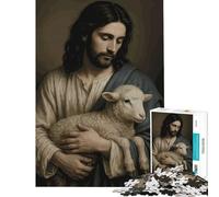 Puzzle per ragazzi da 1000 pezzi Gesù Cristo con agnello gioco per famiglie gioco stimolante ottimo regalo antistress (dimensioni 38x52cm)