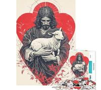 Puzzle per ragazzi da 1000 pezzi Gesù Cristo con l'agnello puzzle per adulti gioco rilassante decorazione da parete sfida impegnativa da completare (dimensioni 38x26cm)
