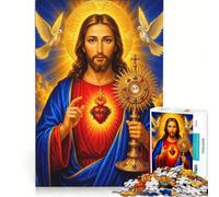 Puzzle per ragazzi da 1000 pezzi: Gesù e l'Eucaristia gioco educativo migliora la memoria con poster abbinato e foglio di curiosità 38x26cm
