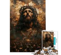 Puzzle per ragazzi da 1000 pezzi Gesù giallo oro ideale per compleanni e Natale per rafforzare i ricordi Giocattolo decorativo da parete adatto a persone dai 14 anni in su (38x52cm)