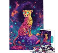 Puzzle per ragazzi da 1000 pezzi ghepardo neon nel mondo dei sogni Giocattoli avvincenti per coltivare la pazienza giochi divertenti antistress regali per donne e uomini (dimensioni 38x26cm)