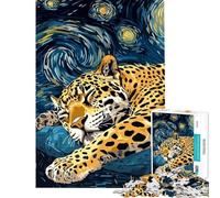 Puzzle per ragazzi da 1000 pezzi: Giaguaro che dorme sotto un cielo stellato Puzzle per adulti: gioco pratico di analisi e logica ideale come regalo di compleanno o per occasioni speciali (38x52cm)