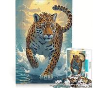 Puzzle per ragazzi da 1000 pezzi, giaguaro nell'acqua, arte digitale, gioco interattivo, difficile e stimolante, regalo per chi cerca un gioco impegnativo 38x52cm