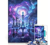 Puzzle per ragazzi da 1000 pezzi, gioco di scacchi cosmici nello spazio, arte fantasy, giocattolo antistress, rilassante per la mente, gioco di sfida unico 38x52cm