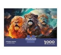 Puzzle Per Ragazzi Da 1000 Pezzi Golden Lion Trio Majesty Unleashed! Puzzle Per Ragazzi Gioco Pratico Sfida Difficile Regali Unici Per Compleanno E Natale 38x26cm/1000pcs