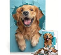 Puzzle per ragazzi da 1000 pezzi Golden Retriever Joy, giocattolo educativo, migliora la memoria, con poster abbinato e foglio di curiosità 50x75cm