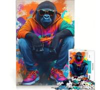 Puzzle per ragazzi da 1000 pezzi: Gorilla dall'aria sfrontata e alla moda, giochi per famiglie, decorazione perfetta, collezione d'artista, belle arti 38x26cm