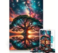 Puzzle per ragazzi da 1000 pezzi,grande albero nello spazio,disegno finemente ritagliato,attività stimolante per la mente,momento di relax,regalo di Natale rilassante (38x26cm)