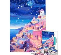 Puzzle per ragazzi da 1000 pezzi Grecia Santorini sera gioco educativo sfida giocattolo per famiglie sfida difficile ottimo regalo per gli amanti dei giochi (dimensioni 50x75cm)