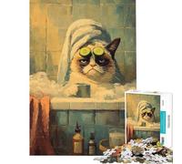 Puzzle per ragazzi da 1000 pezzi: Grumpy Cat si rilassa in una giornata alla spa Puzzle per adulti gioco per famiglie migliora la memoria ideale come regalo (dimensioni 50x75cm)