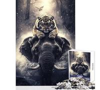 Puzzle per ragazzi da 1000 pezzi "Guardiani della giungla" gioco educativo giocattolo didattico decorazione da parete allena la mente e le mani (50x75cm)